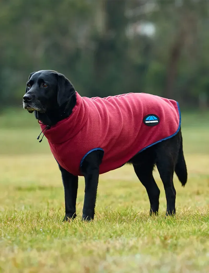 Weatherbeeta ComFiTec Fleece Zip Dog Coat in Burgundy/Navy