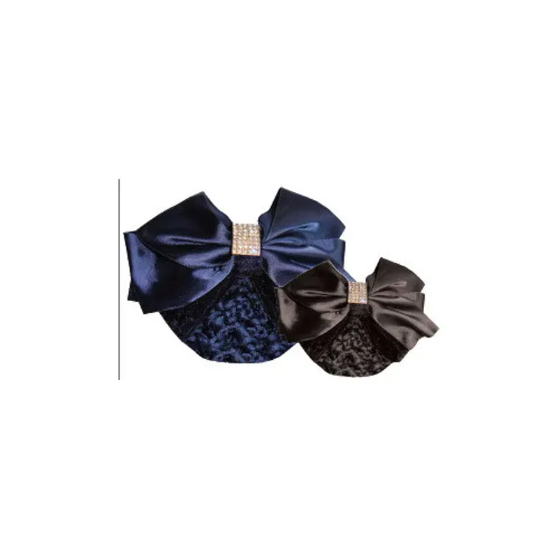 Equetech Velvet Crystal Bow and Net in Navy-2