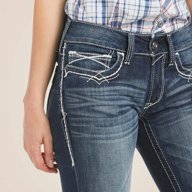 Ariat Mid Rise Entwined Boot Cut Jean - Marine-6
