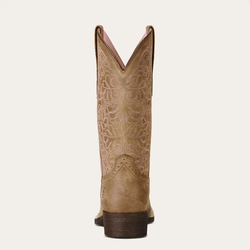 Ariat Round Up Remuda Wide Square Toe Western Boot - Brown Bomber-4