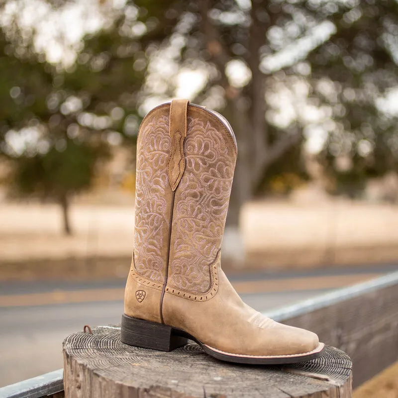Ariat Round Up Remuda Wide Square Toe Western Boot - Brown Bomber-6
