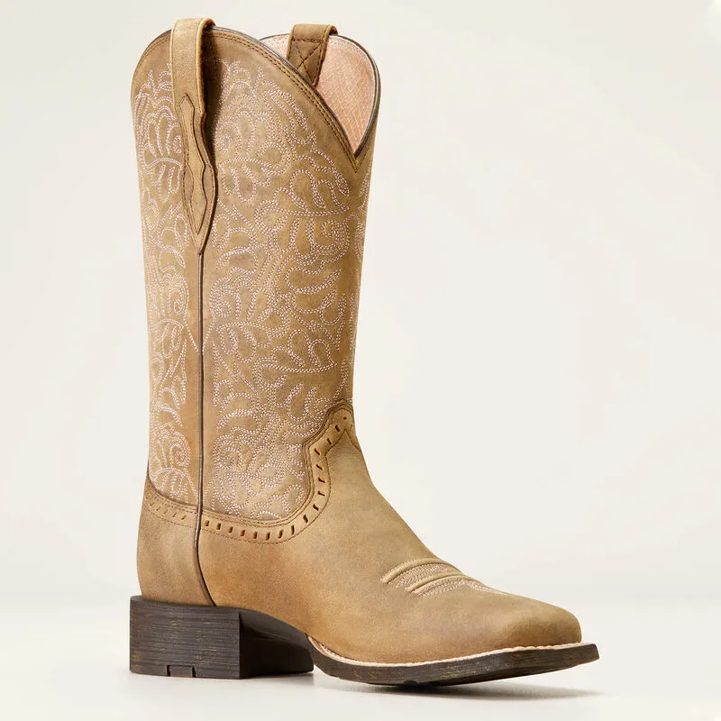 Ariat Round Up Remuda Wide Square Toe Western Boot - Brown Bomber-5