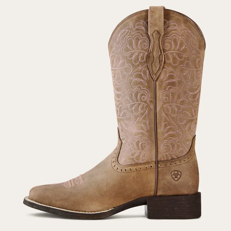 Ariat Round Up Remuda Wide Square Toe Western Boot - Brown Bomber