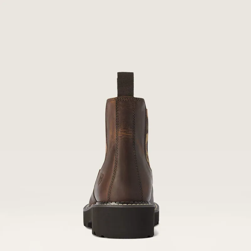 Ariat Fatbaby Twin Gore Chelsea Boot - Distressed Tan/Leopard Print-2