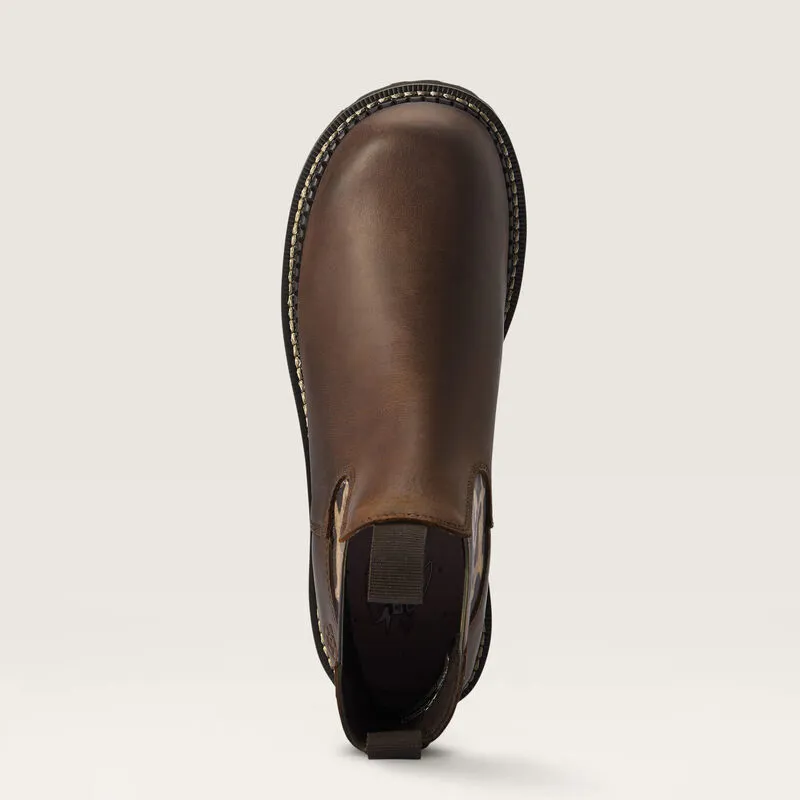 Ariat Fatbaby Twin Gore Chelsea Boot - Distressed Tan/Leopard Print-5