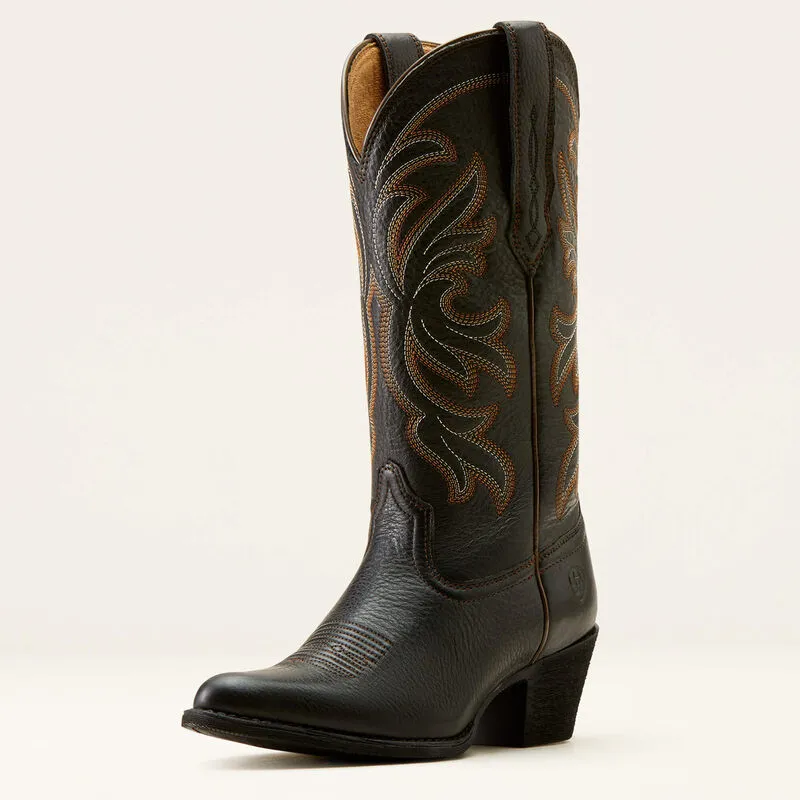 Ariat Heritage J Toe Western Boot - Black Deertan