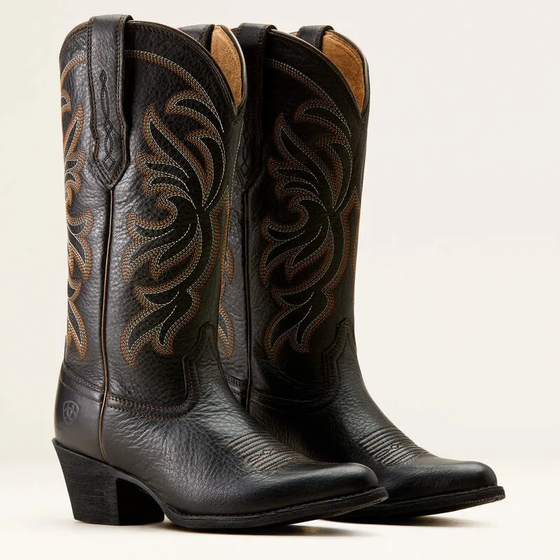 Ariat Heritage J Toe Western Boot - Black Deertan-7