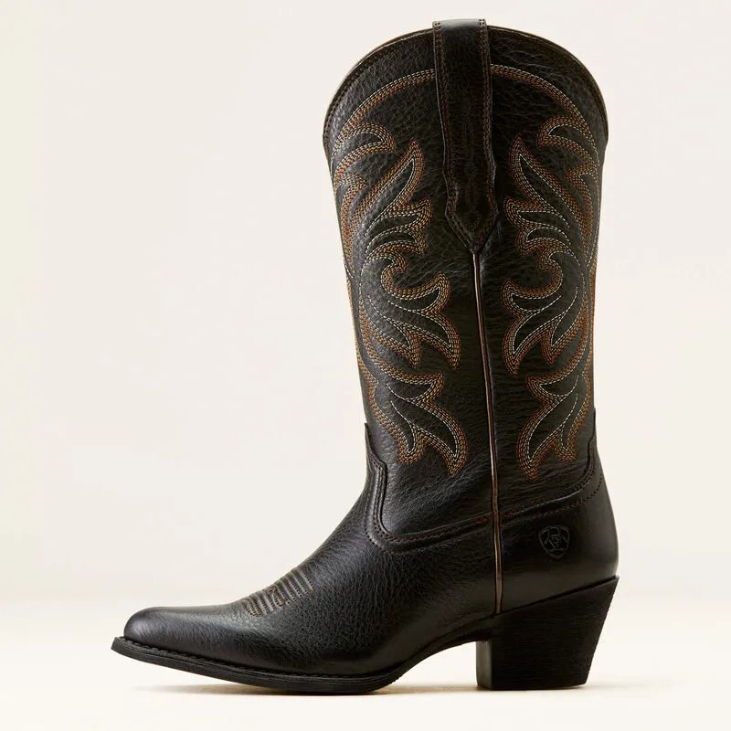 Ariat Heritage J Toe Western Boot - Black Deertan-1