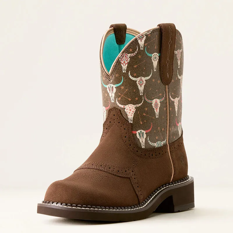 Ariat Fatbaby Heritage Farrah Western Boot Barley/Boho Skull Print