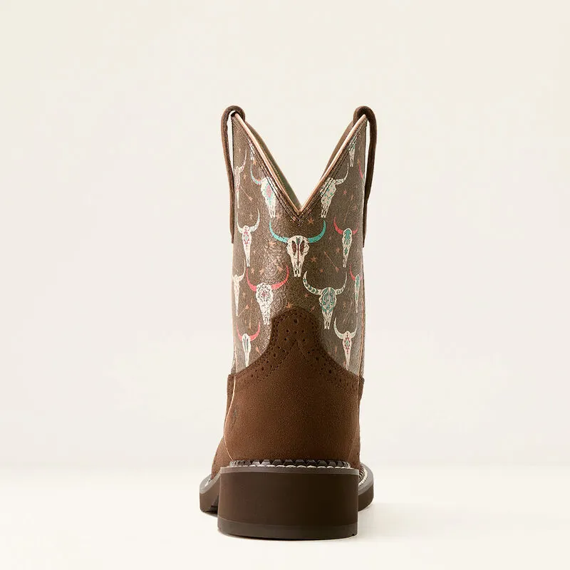 Ariat Fatbaby Heritage Farrah Western Boot Barley/Boho Skull Print-2