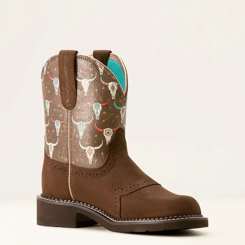 Ariat Fatbaby Heritage Farrah Western Boot Barley/Boho Skull Print-3