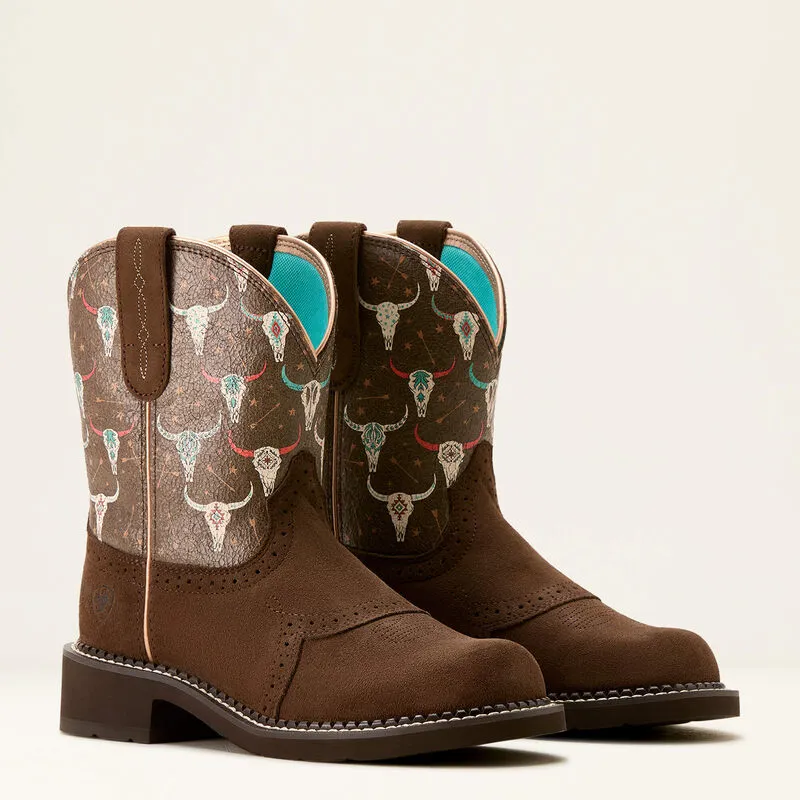 Ariat Fatbaby Heritage Farrah Western Boot Barley/Boho Skull Print-4