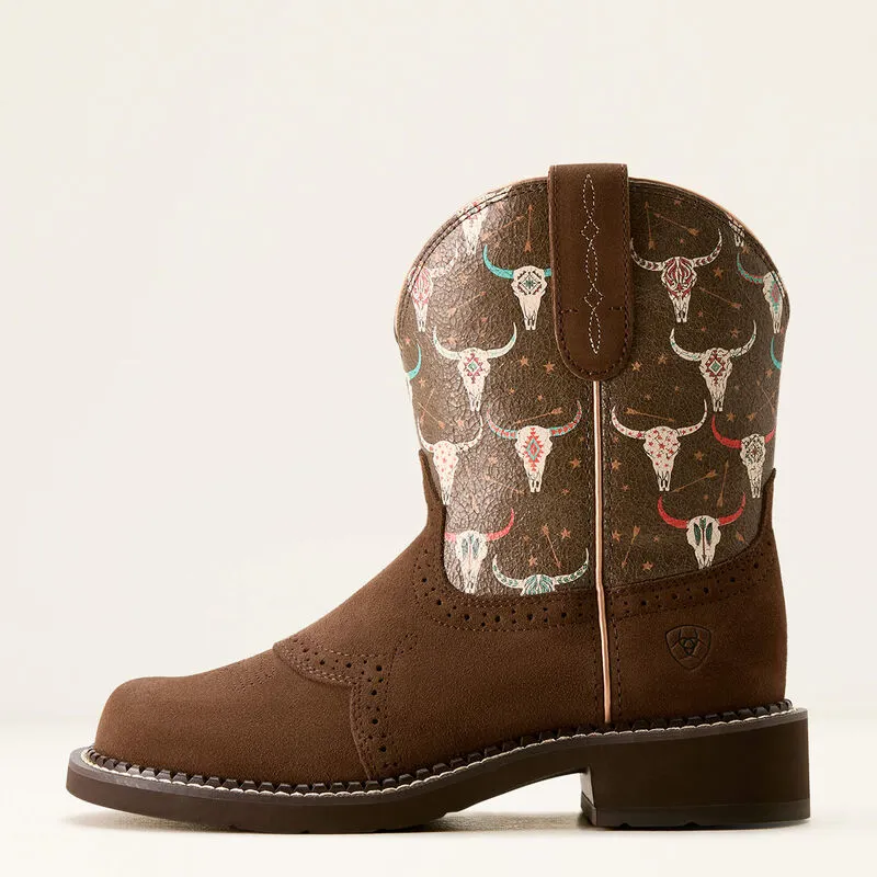 Ariat Fatbaby Heritage Farrah Western Boot Barley/Boho Skull Print-1