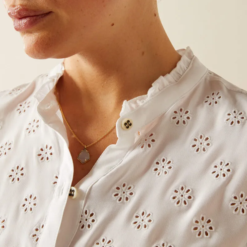 Ariat Clarion Blouse - White Eyelet-3
