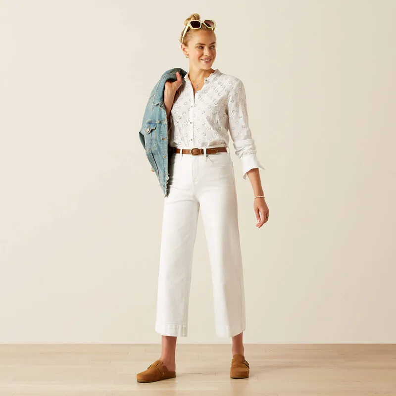 Ariat Clarion Blouse - White Eyelet-4