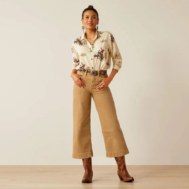 Ariat Ultra High Rise Countryside Wide Leg Crop Jeans - French Khaki-6