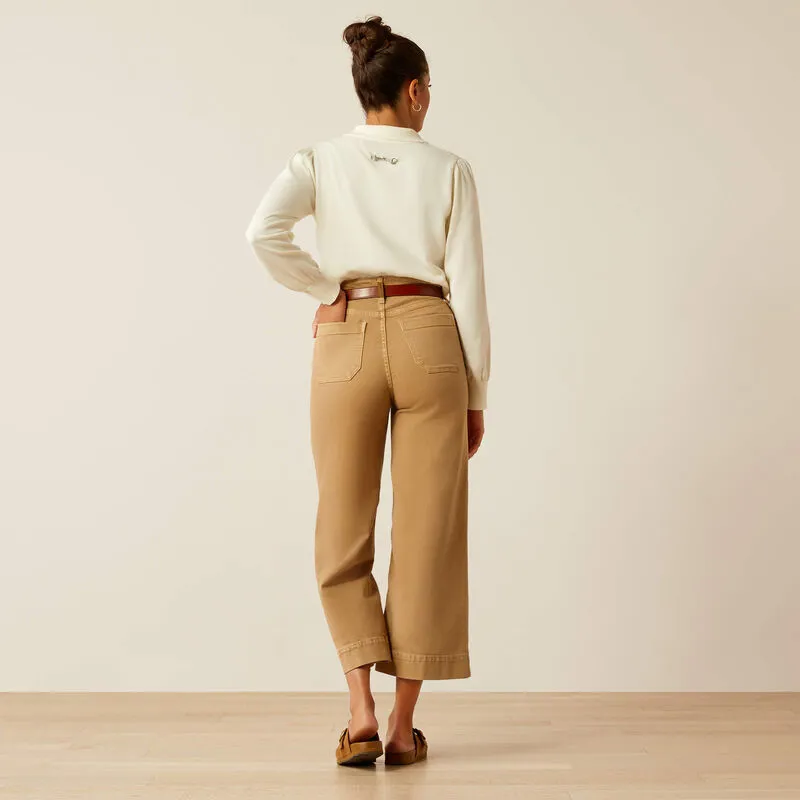 Ariat Ultra High Rise Countryside Wide Leg Crop Jeans - French Khaki-1