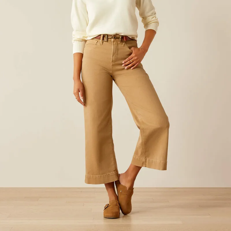 Ariat Ultra High Rise Countryside Wide Leg Crop Jeans - French Khaki-2