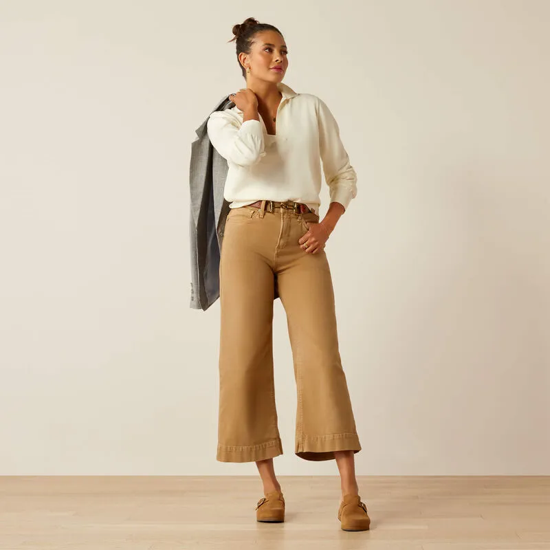 Ariat Ultra High Rise Countryside Wide Leg Crop Jeans - French Khaki