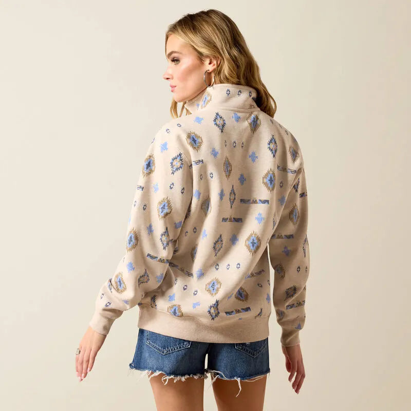 Ariat Women's Sapphire 1/2 Zip Sweatshirt - Oatmeal Heather-1