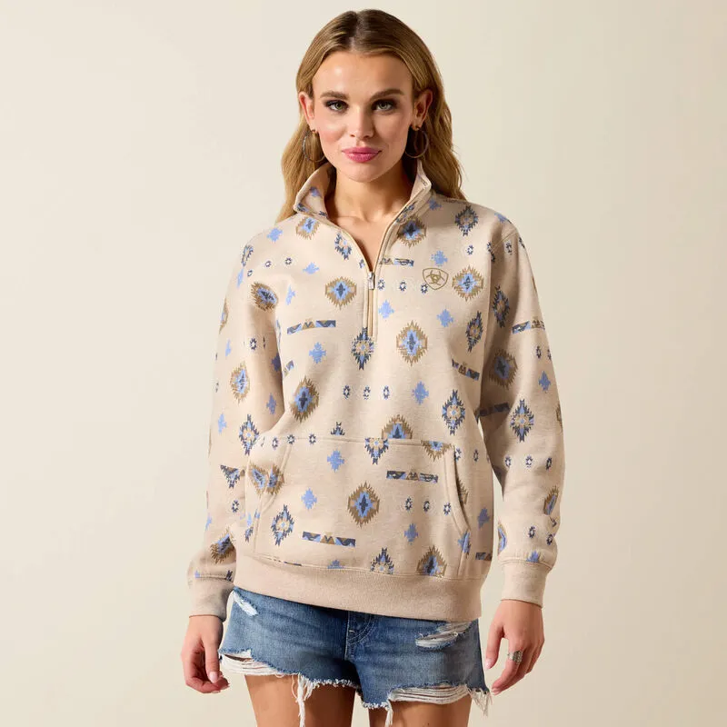 Ariat Women's Sapphire 1/2 Zip Sweatshirt - Oatmeal Heather