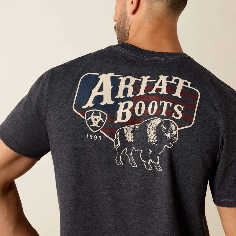 Ariat Men's American Bison Classic Fit T-Shirt - Charcoal Heather-2