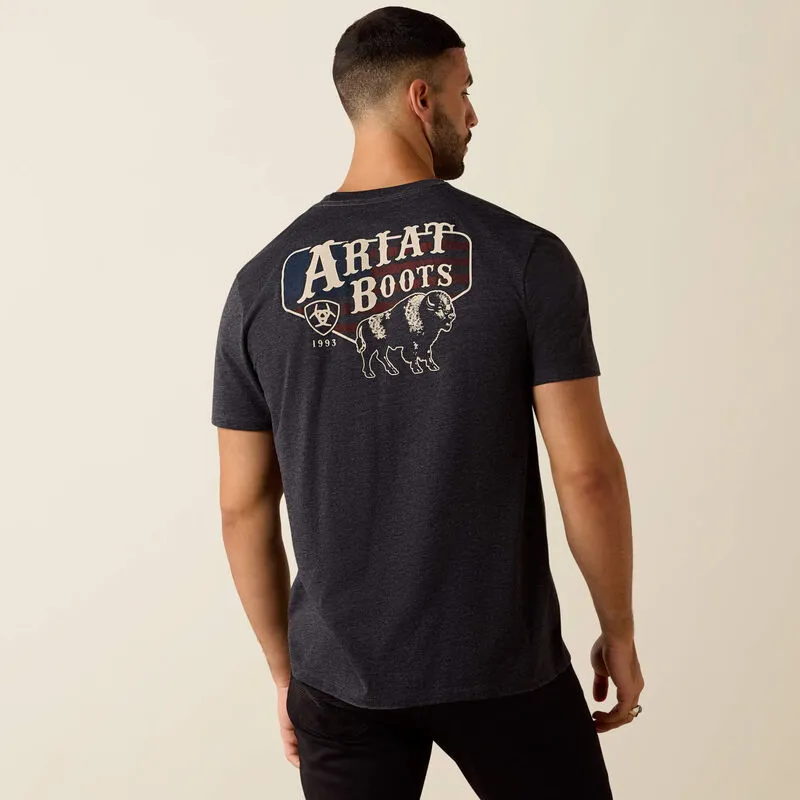 Ariat Men's American Bison Classic Fit T-Shirt - Charcoal Heather-1