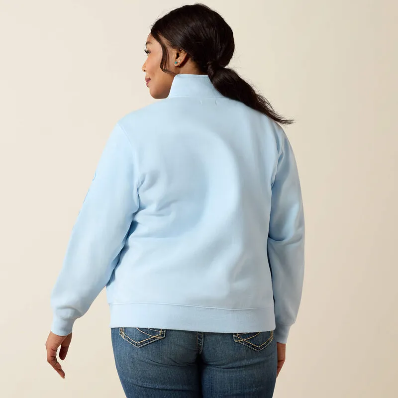Ariat Logo 1/2 Zip Sweatshirt - Nantucket Breeze-1