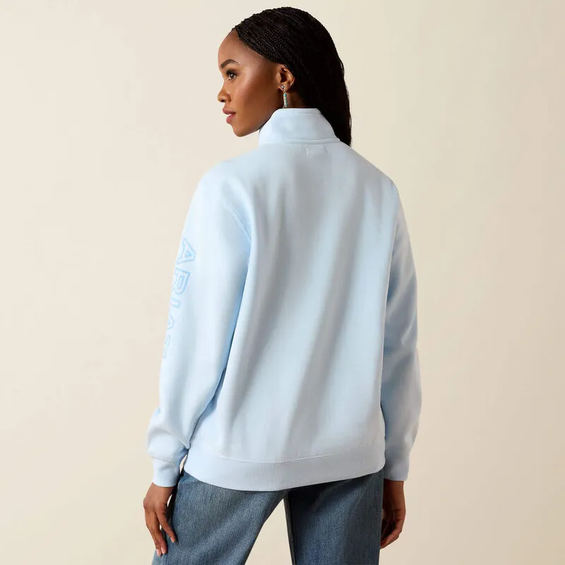 Ariat Logo 1/2 Zip Sweatshirt - Nantucket Breeze-2