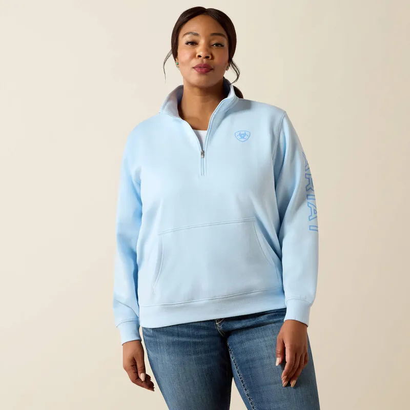 Ariat Logo 1/2 Zip Sweatshirt - Nantucket Breeze-3