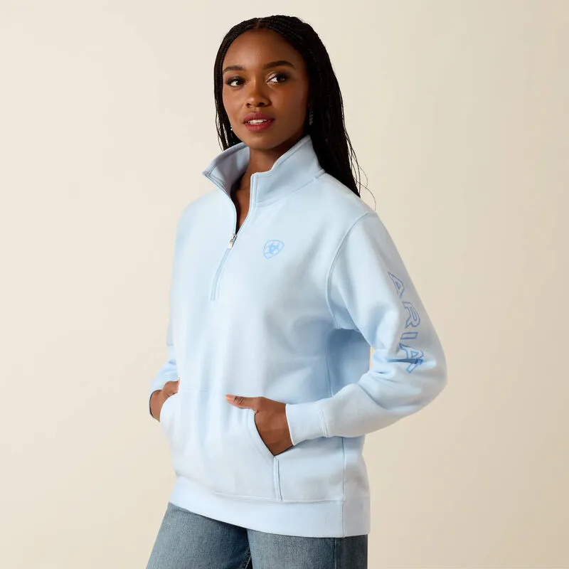 Ariat Logo 1/2 Zip Sweatshirt - Nantucket Breeze-4