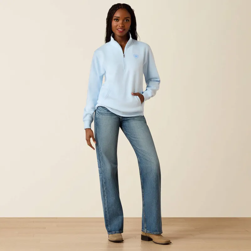 Ariat Logo 1/2 Zip Sweatshirt - Nantucket Breeze-5
