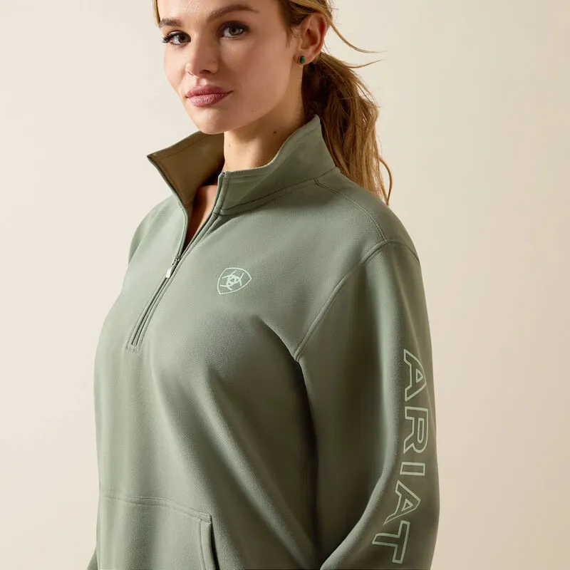 Ariat Logo 1/2 Zip Sweatshirt - Sea Spray-4