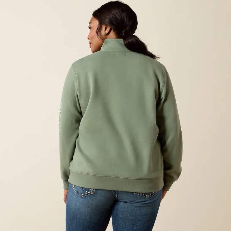 Ariat Logo 1/2 Zip Sweatshirt - Sea Spray-3