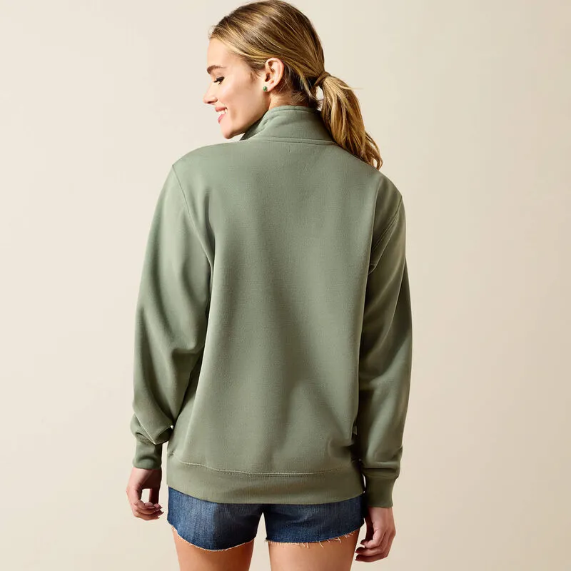 Ariat Logo 1/2 Zip Sweatshirt - Sea Spray-1