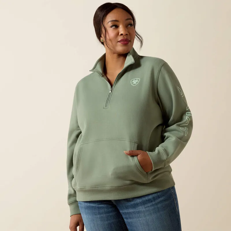 Ariat Logo 1/2 Zip Sweatshirt - Sea Spray-2