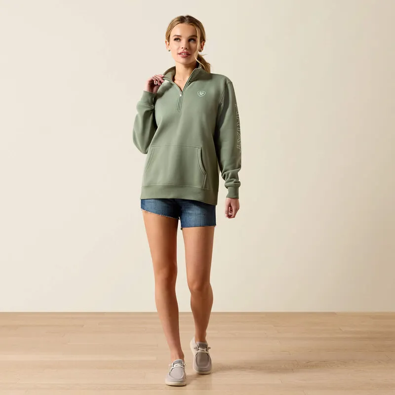 Ariat Logo 1/2 Zip Sweatshirt - Sea Spray-6