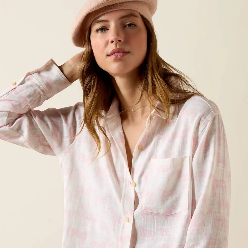 Ariat Rudford Shirt - Icy Pink Horse Print-3