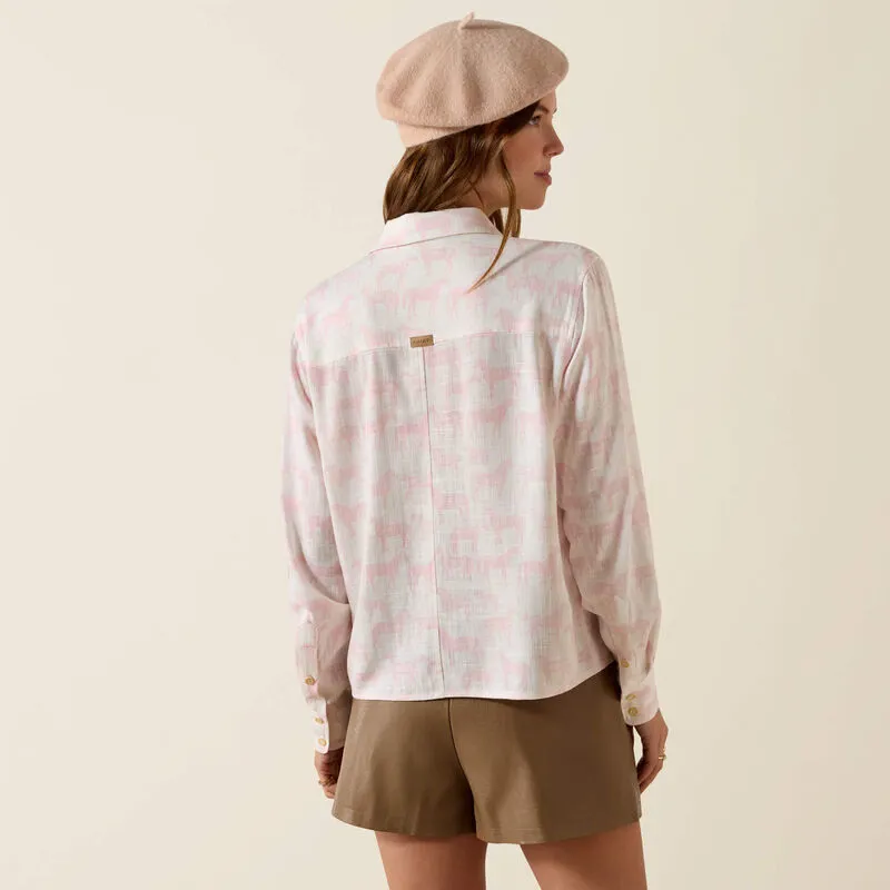 Ariat Rudford Shirt - Icy Pink Horse Print-1