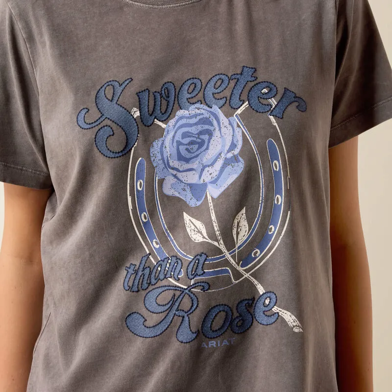 Ariat Sweet Rose T-Shirt - Grey Mineral Wash-2