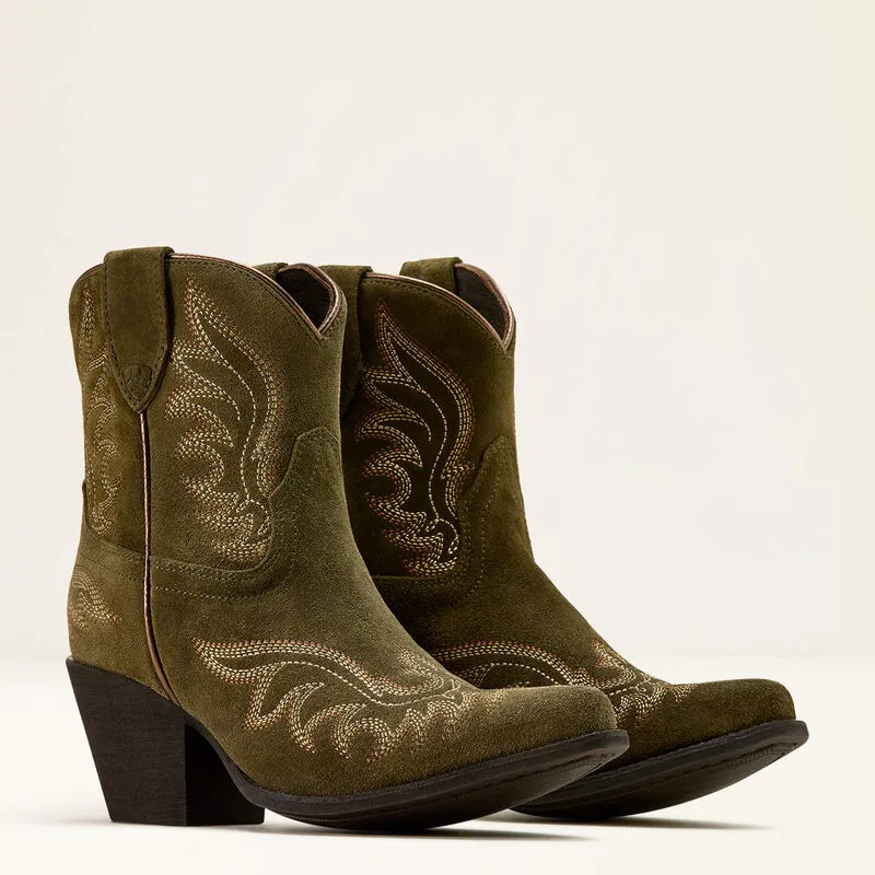 Ariat Chandler X Toe Western Boot - Soft Olive Suede-3