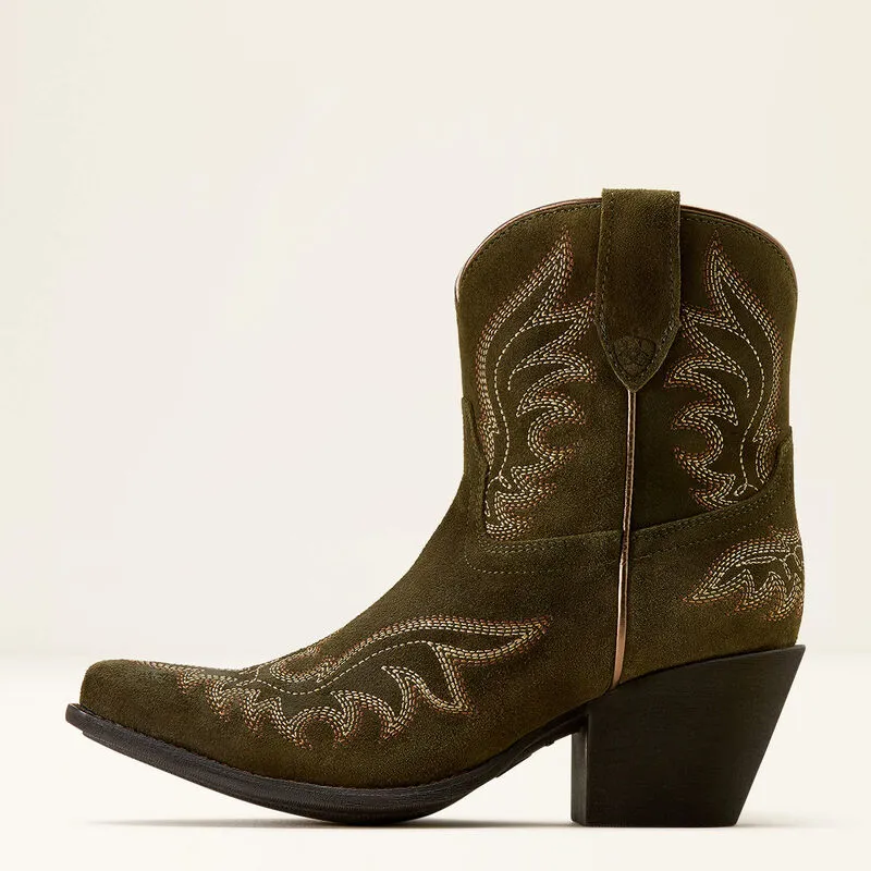 Ariat Chandler X Toe Western Boot - Soft Olive Suede-4
