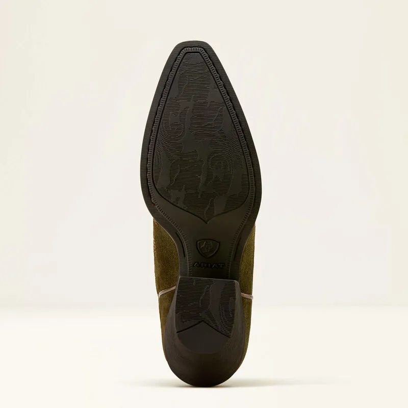 Ariat Chandler X Toe Western Boot - Soft Olive Suede-5