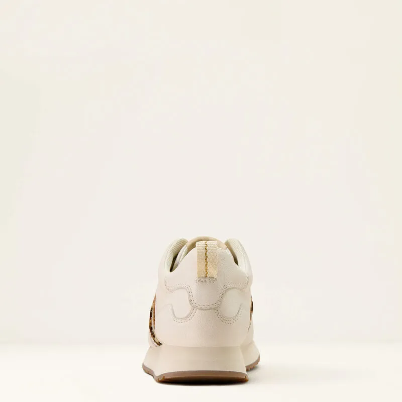 Ariat Ranch Runner Trainer - Bright Cream / Gilded Leopard Hair On-1