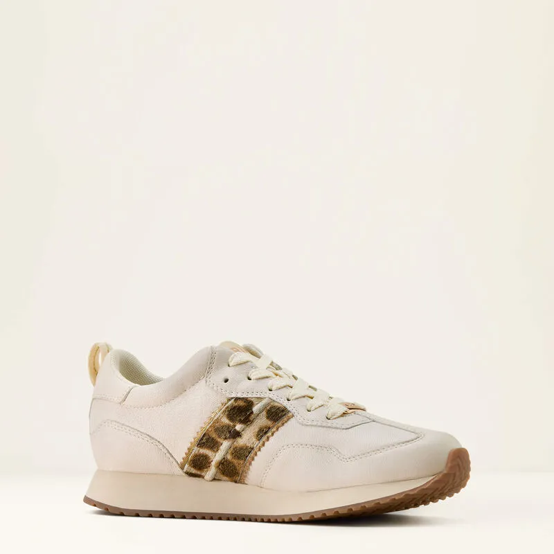 Ariat Ranch Runner Trainer - Bright Cream / Gilded Leopard Hair On-2