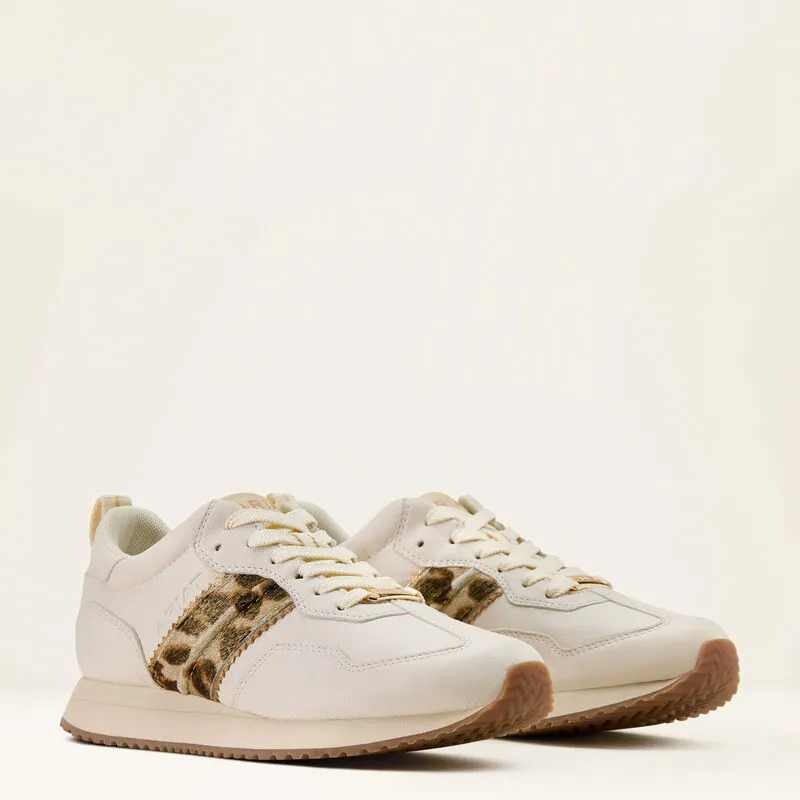 Ariat Ranch Runner Trainer - Bright Cream / Gilded Leopard Hair On-3