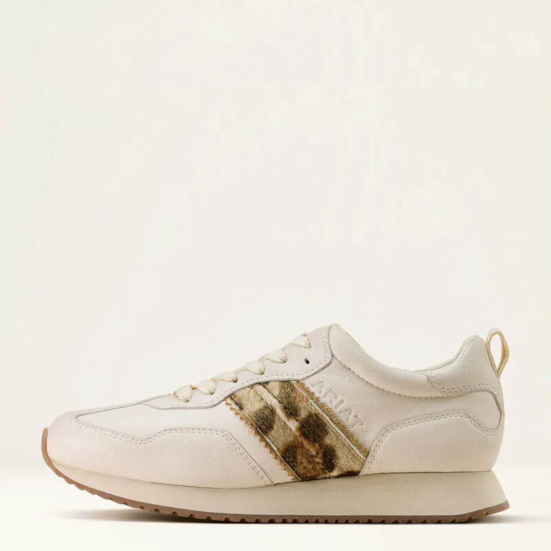 Ariat Ranch Runner Trainer - Bright Cream / Gilded Leopard Hair On-4