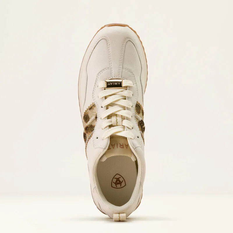 Ariat Ranch Runner Trainer - Bright Cream / Gilded Leopard Hair On-6