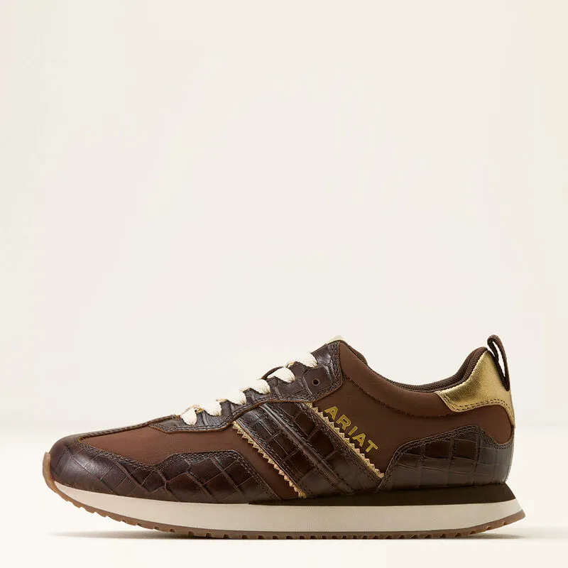 Ariat Ranch Runner Trainer -  Aged Tan/Luxe Espresso Croc Print-1