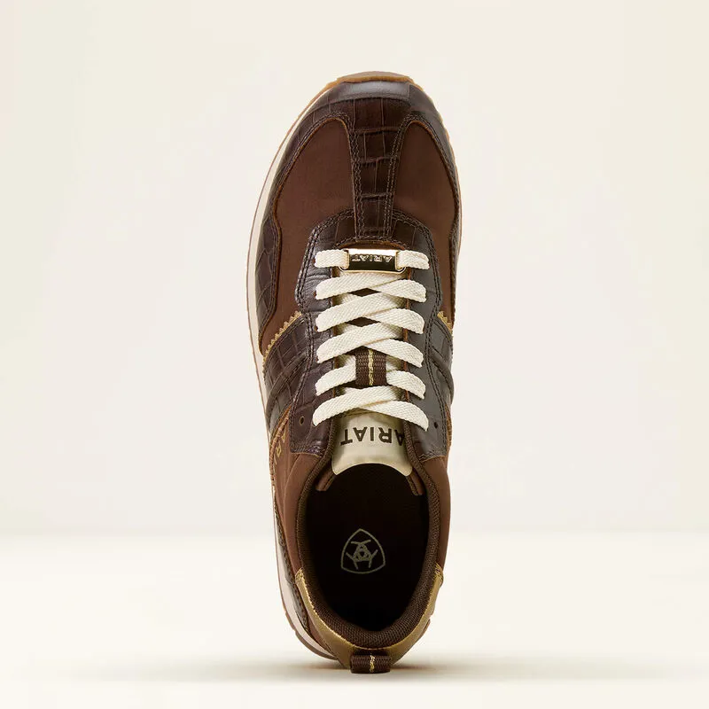 Ariat Ranch Runner Trainer -  Aged Tan/Luxe Espresso Croc Print-3